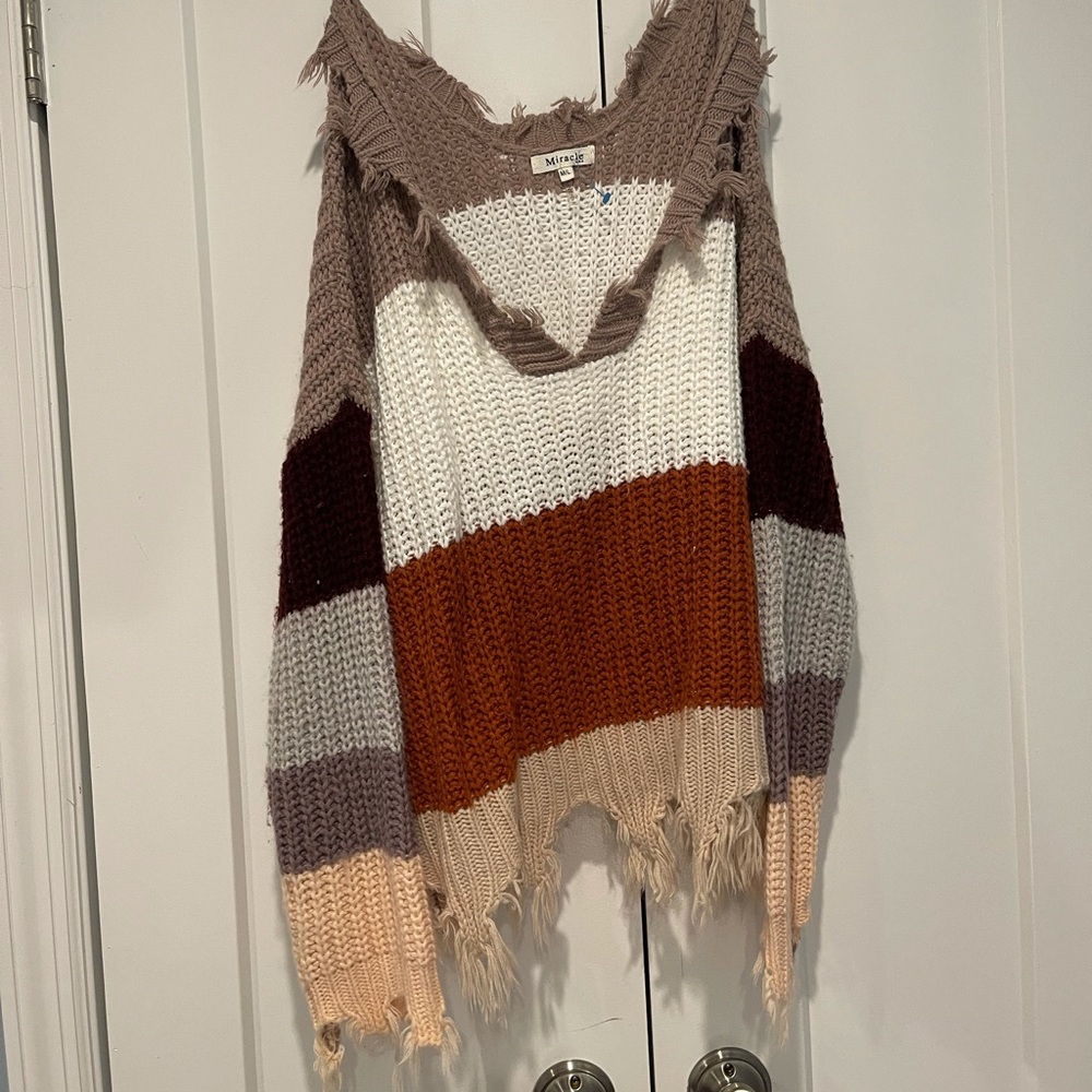 Color block French sweater deep v front!!
